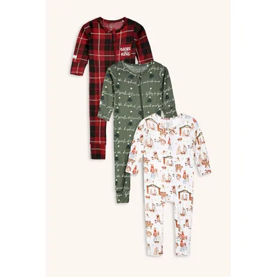 Baby Christmas PJ Bundle | Long Sleeve Bamboo Footless Onesies