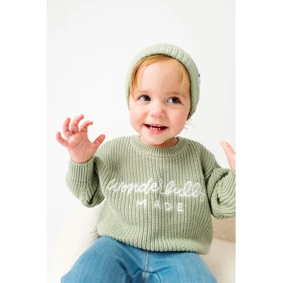 Baby Wonderfully Made Knit Sweater & Hat Organic Cotton